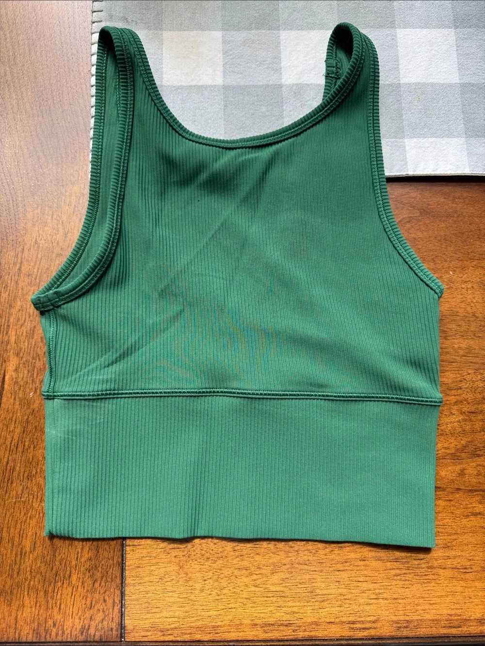 Lululemon Green Ribbed V-Neck Crop Tank